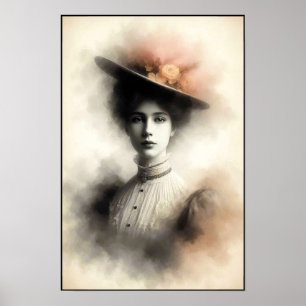 Elegant skönhet i vintage dimma poster
