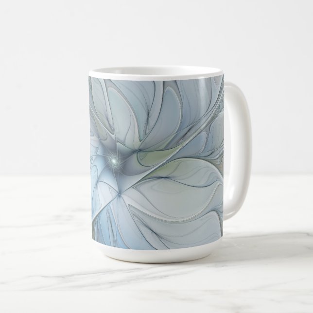 Elegant Skönhet Modern Abstrakt Fraktal Konst Blom Kaffemugg (Framsida höger)