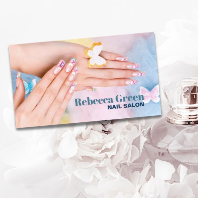 Elegant skönhet, nagelsalong, nagelsalong visitkort (Elegant beauty manicurist nail artist nail salon business card)