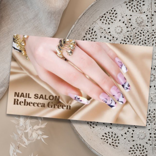 Elegant skönhet, nagelsalong, nagelsalong visitkort (Elegant beauty manicurist nail artist nail salon business card)