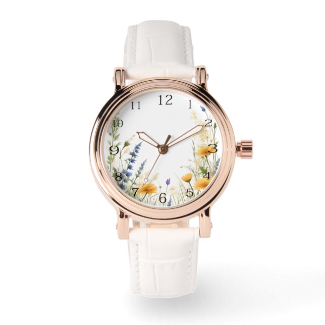 Elegant skönhet: smal vildblomma och gräs, armbandsur (Framsida)