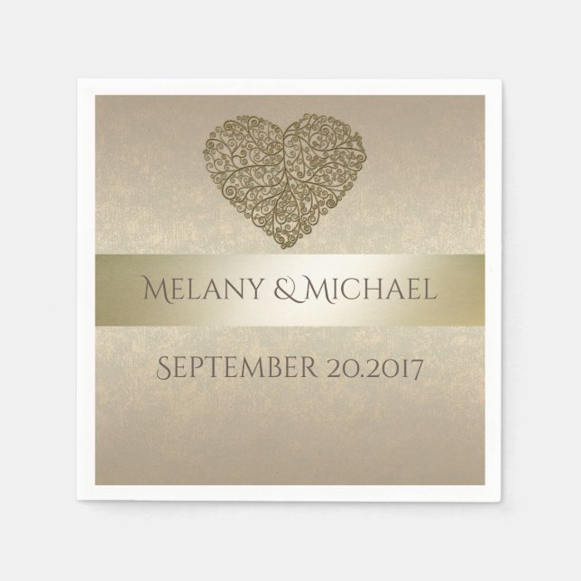 Elegant skonsam guldabstrakt bröllop pappersservett (Framsidan)