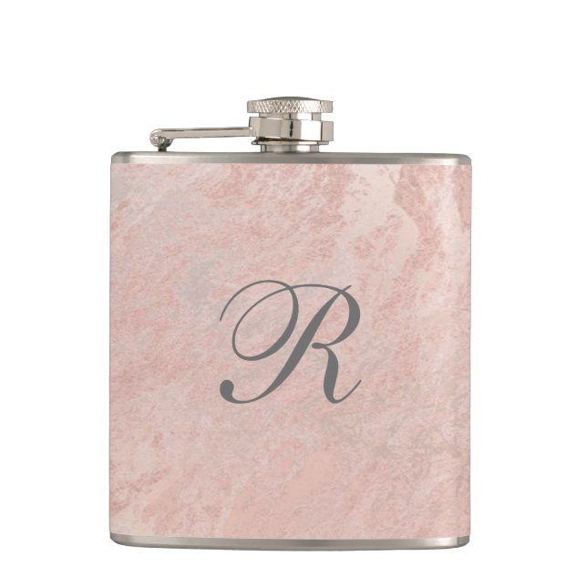 Elegant skonsam marble bröllop monogram ro guld fickplunta (Framsidan)