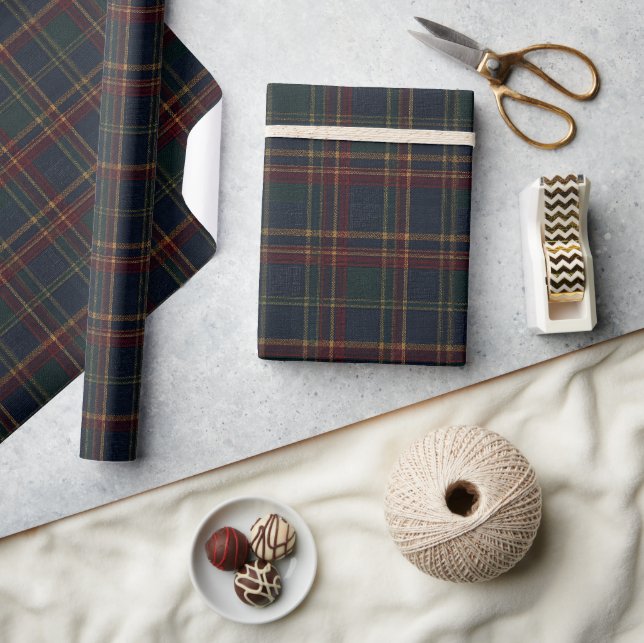Elegant skotsk klassisk marin tartan rutmönster presentpapper (Hantverk)