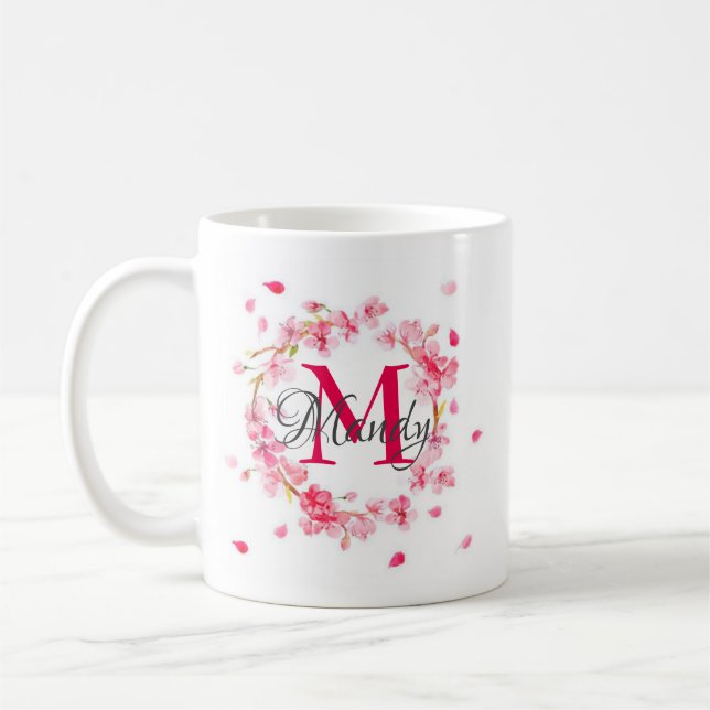 Elegant skräddarsy personlig Monogramkaffemugg Kaffemugg (Vänster)