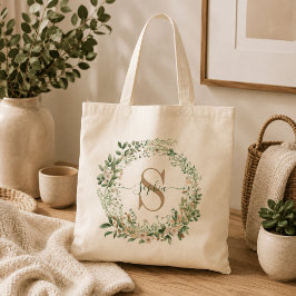 Elegant skräddarsydd botanisk monogram med namn tygkasse