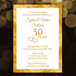 Elegant skräddarsydd gul 50-årsjubileumsfest inbjudningar