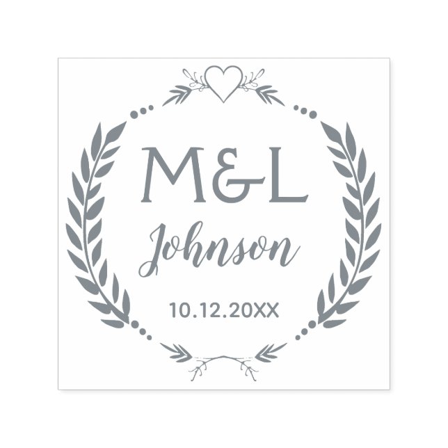 Elegant skräddarsydd monogram bröllop själv bläcka självfärgande stämpel (Design)