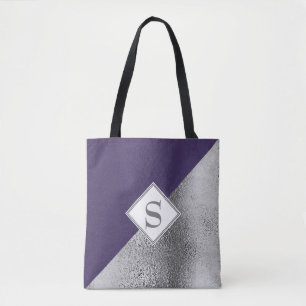 Elegant skräddarsydd monogram metallisk lila silve tygkasse