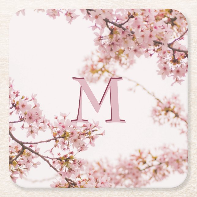 Elegant skräddarsydd monogram rosa  underlägg papper kvadrat (Framsidan)