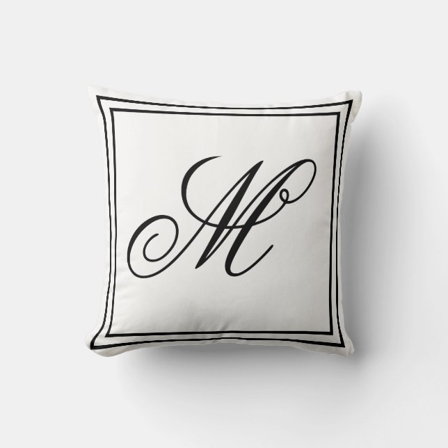 Elegant skräddarsydd monogram vit kastmadrass kudde (Framsida)