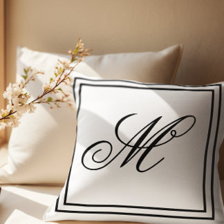 Elegant skräddarsydd monogram vit kastmadrass kudde