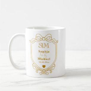 Elegant skräddarsydd vigselguld initialer monogram kaffemugg