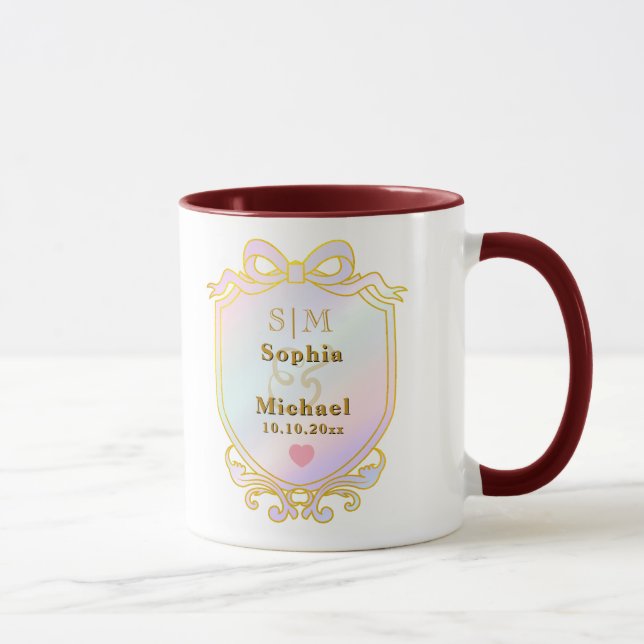 Elegant skräddarsydd vigselguld initialer monogram mugg (Höger)