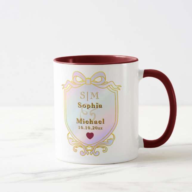 Elegant skräddarsydd vigselguld initialer monogram mugg (Höger)