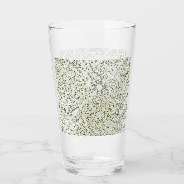 Elegant skribbelmönster i guld och silver glaskopp (Framsida)