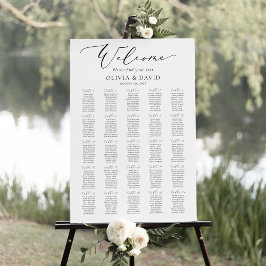 Elegant skrift 25 bord välkomst sittplatskarta poster