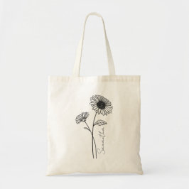 Elegant skrift Aster September Födelsemånad Blomma Tygkasse