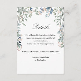 Elegant skrift blomkaskad bröllopsdetaljer tilläggskort