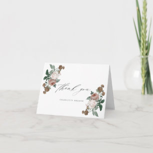 Elegant skrift blommig dop tackkort kort