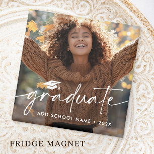 Elegant skrift & foto examen år skola magnet