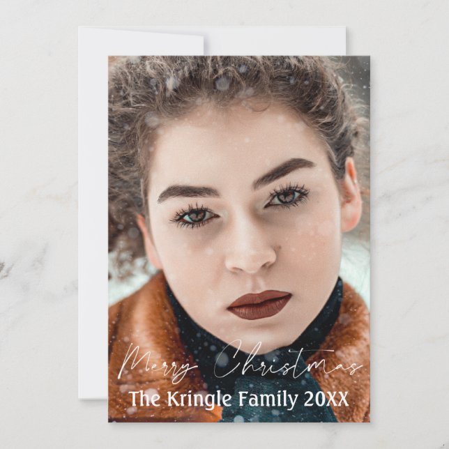 Elegant Skrift Merry Christmas JulbärsBär Julkort (Framsida)