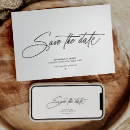 Elegant Skrift Ren Modern Minimalistisk Bröllop Spara Datumet