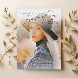 Elegant skriftfotoexamen inbjudningar