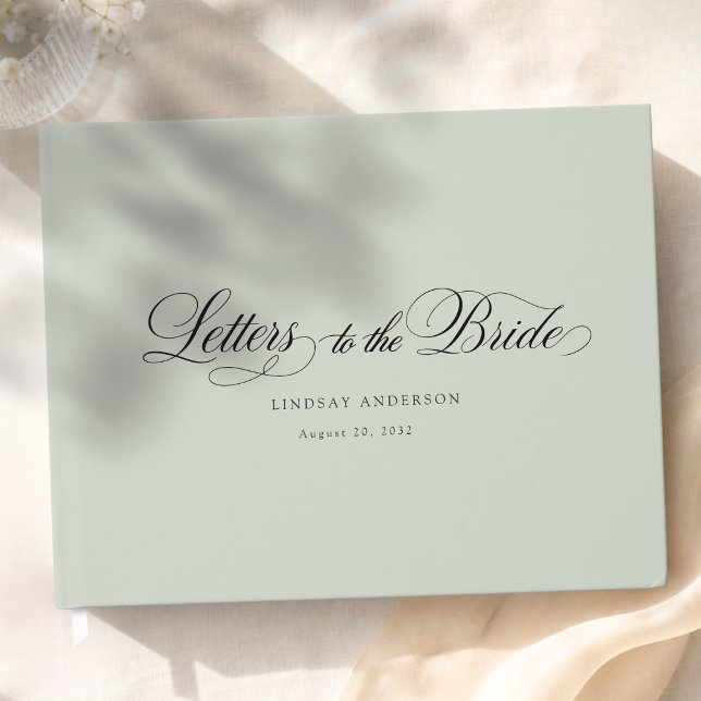 Elegant Skriftlig Fontän Mistgrön Bröllopsfest Gästböcker (Elegant Scripted Font Mist Green Bridal Shower Guest Book)