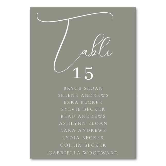 Elegant Skriftlig Placering Bordsnummer (Framsidan)