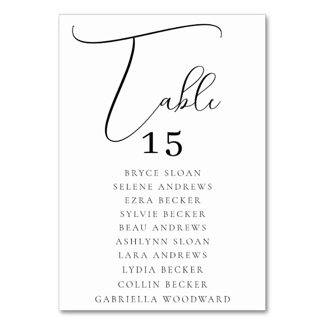 Elegant Skriftlig Placering Bordsnummer (Framsidan)
