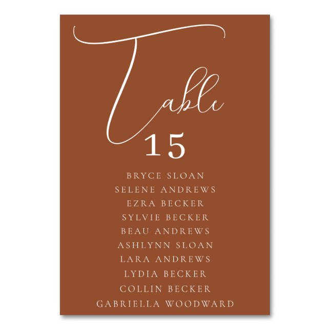 Elegant Skriftlig Placering Bordsnummer (Framsidan)