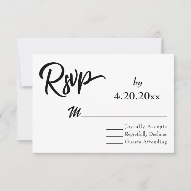 Elegant skrifttypografi, enkel bröllops-RSVP OSA Kort (Framsida)