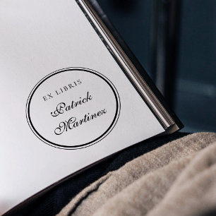 Elegant skrifttypografi Ex Libris anpassat namn Självfärgande Stämpel
