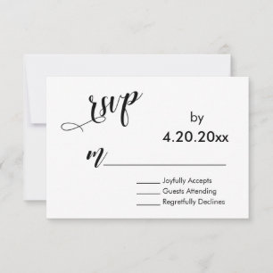 Elegant skrifttypografi, minimalt bröllops-RSVP OSA Kort