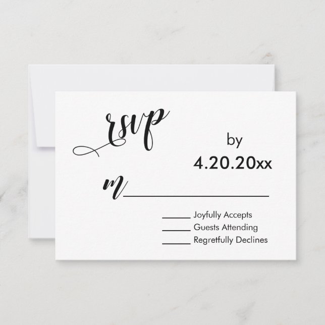 Elegant skrifttypografi, minimalt bröllops-RSVP OSA Kort (Framsida)