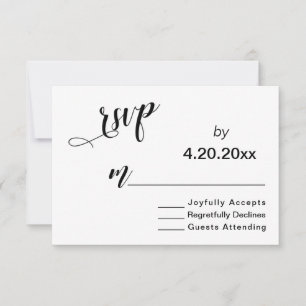 Elegant skrifttypografi, minimalt bröllops-RSVP OSA Kort