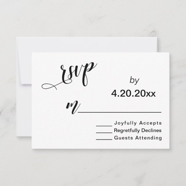Elegant skrifttypografi, minimalt bröllops-RSVP OSA Kort (Framsida)