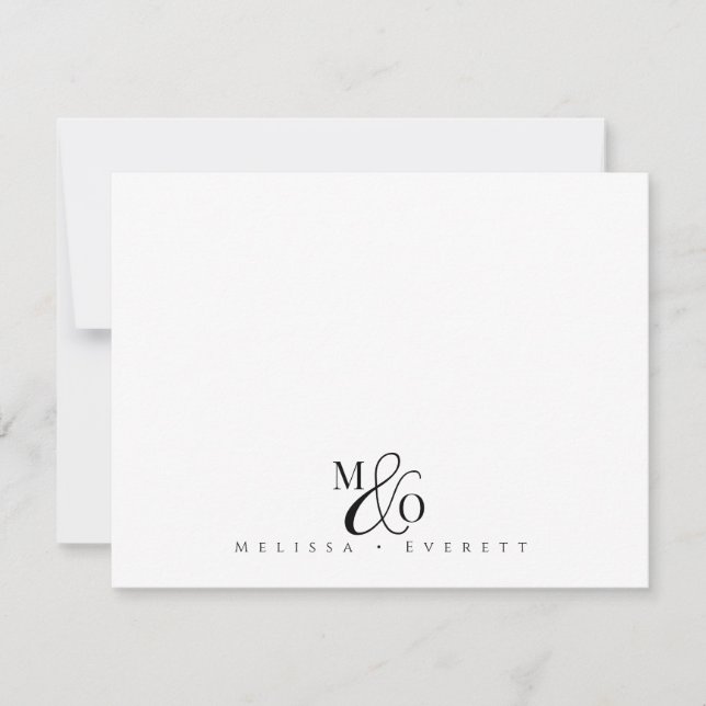 Elegant skript-ampersand-monogram parnamn anteckningskort (Framsida)