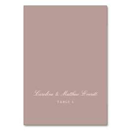 Elegant skript anpassat namn mauve platskort bordsnummer