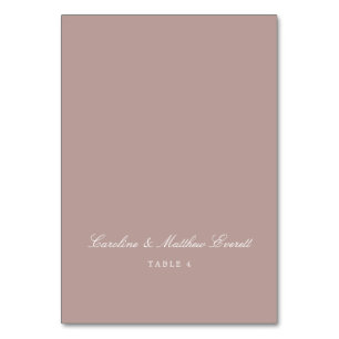 Elegant skript anpassat namn mauve platskort bordsnummer