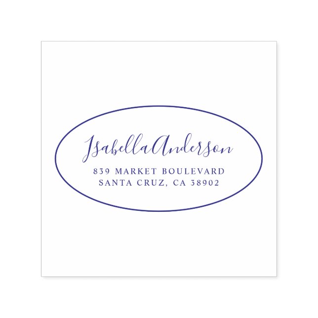 Elegant-skript | Anpassat namn och Returadress Ova Självfärgande Stämpel (Design)