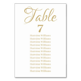 Elegant, skript, anpassningsbar guld, Bröllop Bordsnummer