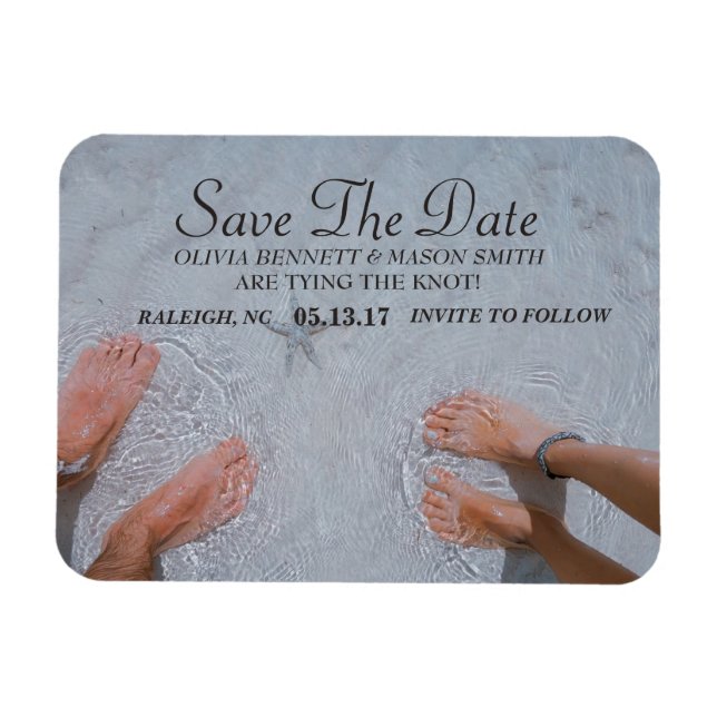 Elegant-skript | Anpassningsbar Photo Spara datum  Magnet (Horisontell)