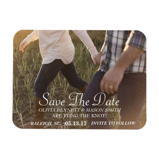 Elegant-skript | Anpassningsbar Photo Spara datum  Magnet (Horisontell)