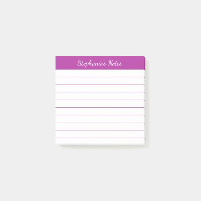 Elegant skript anteckningar mörk rosa linjer post-it block (Framsida)