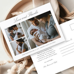 Elegant skript Baby Foto Annonsering Tack Vykort