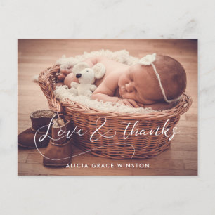 Elegant skript Baby shower tack Vykort