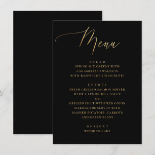 Elegant-skript Black & Guld Classic Bröllop Meny