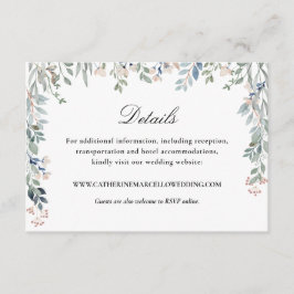 Elegant skript blomsterfallande bröllopsdetaljer tilläggskort